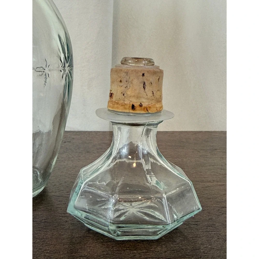 VTG Clear Glass MCM Atomic Starburst‎ Decanter/Bottle with Stopper 10.5